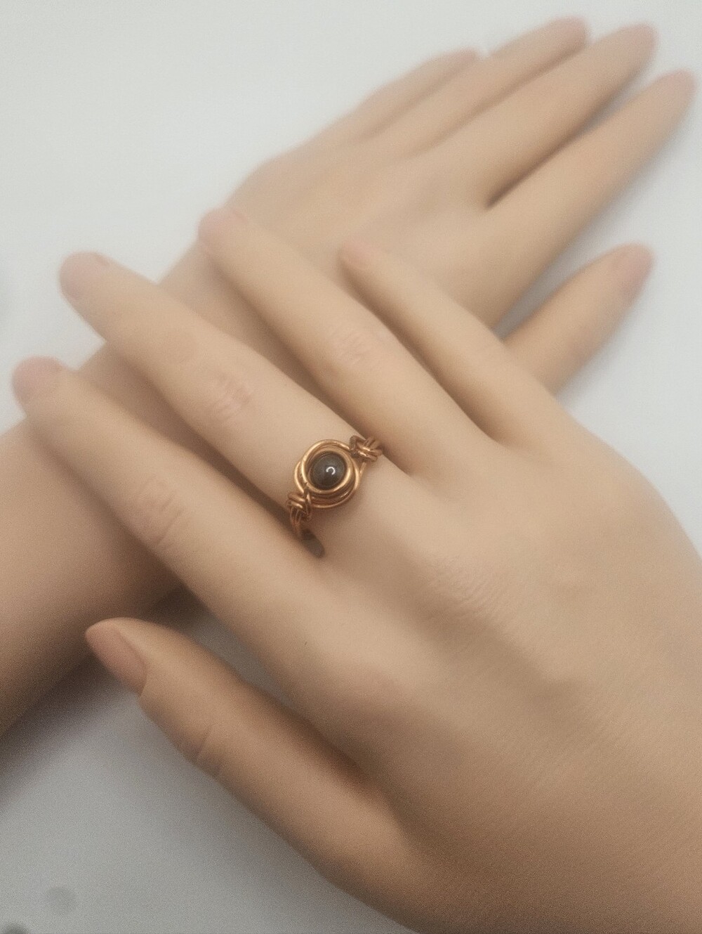 Elegant Mahogany Obsidian Copper Wire Wrapped Ring